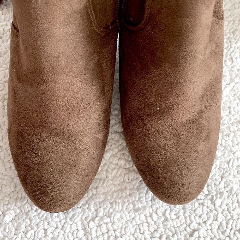 Fashion Nova Brown Suede Over The Knee Lace Up Boot Block Heel Zola Vonnie Boot - Picture 11 of 16